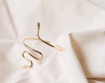 Coiled snake Cuff in Solid Brass