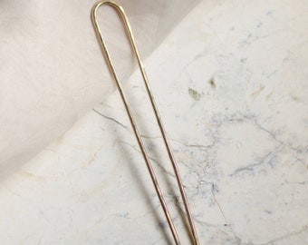 Slender Arch Hair Stick. Brass Hair Pin. Modern and Minimal. Stick. Stamped and Hammered Brass. Golden Hair Stick. Hair Accessory.