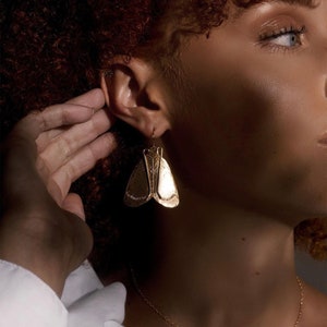 Moth Earrings. Gold Moth Earrings.  Statement Earrings. Insect Earrings. Gold Filled. Large Earrings. Wings. Wing Earrings. Design Awards.