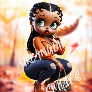 Fall-Inspired Betty Boop, Digital File, Sublimation, DTF, PNG