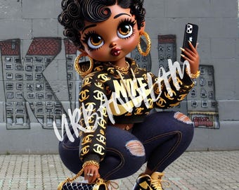 Schwarz und Gold Urban Boop, DTF, Sublimation Digitale Datei