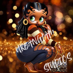 Fall Betty Boop Beauty, DTF, PNG, Sublimation, T-shirt Art, African American