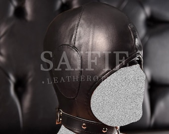 Mature Custom Real Leather Hood | Open Mouth Mask | Secure Fit | Collar D-Ring | Made to Measure | Fetish Roleplay Accessory
