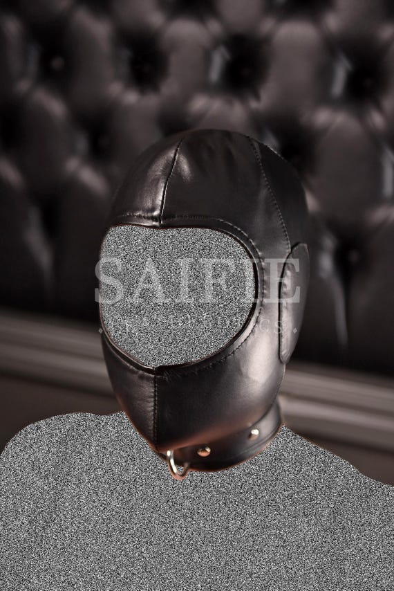 Lockable Leather Mask Hood: Padded, Lace-Up, Adjustable Fit