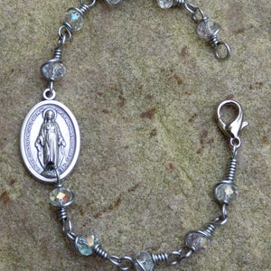 Large Miraculous Medal Crystal Bracelet