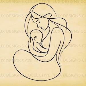 Collection minimaliste de dessins au trait pour la mère et le bébé - 15 motifs élégants au trait continu - Téléchargement numérique - Idéal pour les t-shirts, les oeuvres d'art murales et les cartes