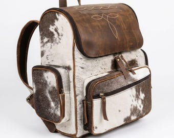 Rustic Cowhide & Leather Diaper Backpack – Bootstitch Design, Concealed Carry Ready bag