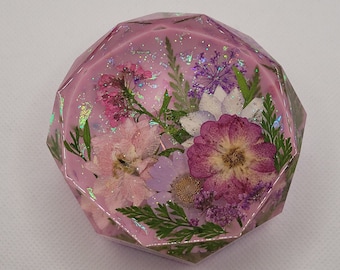 Floral art, floral resin, flower art, resin art, preserved flowers, dried flowers, pink flower art, resin floral art