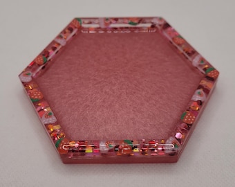Strawberry themed ring dish, trinket dish, jewelry dish, resin tray, resin jewelry dish, strawberry tray, small resin catchall, pink decor