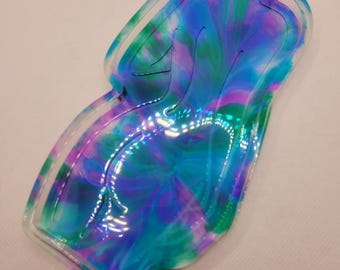 Blue resin goddess art, resin art, resin tray, resin goddess, body positivity, female body art, curvy girl art, female form art, small trays