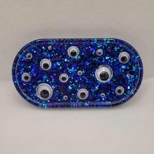 Resin catchall, resin tray, trinket dish, resin trinket dish, jewelry dish, halloween tray, halloween decor, monster tray, googly eyes