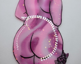 Pink resin goddess art, resin art, wall hangings, resin goddess, body positivity art, female body art, curvy girl art, female form art