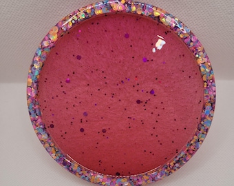 Resin coaster, pink confetti coaster, pink coaster, handmade coasters, individual coasters, coasters, cute coasters, pink glitter coasters