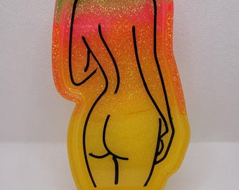 Colorful resin goddess art, resin art, resin tray, resin goddess, body positivity, female body art, curvy girl art, female form art, rainbow