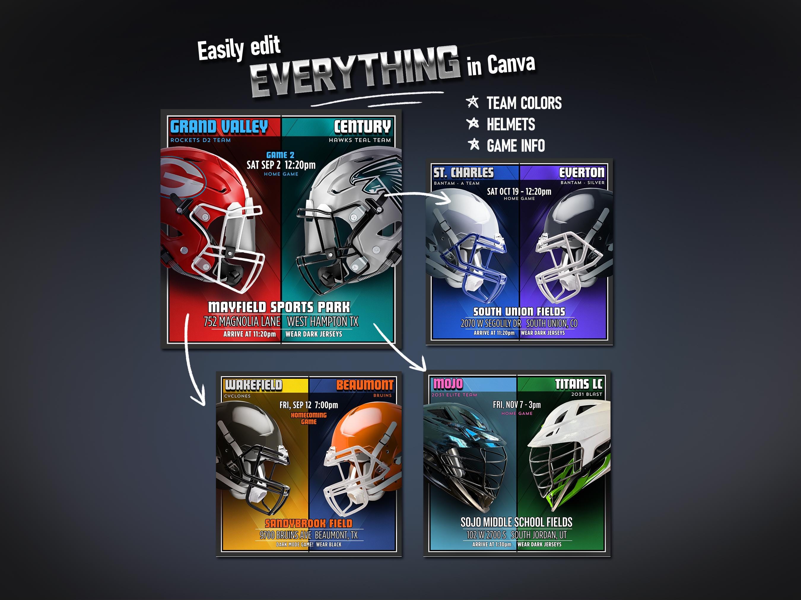 Editable Game Reminder Template: Canva Football Reminder, Sports Team ...