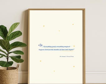 The Summer I Turned Pretty Digital Print, Summer Quote Wall Art, TSITP Cousins Beach Poster, Bookish Home Decor, Instant Download