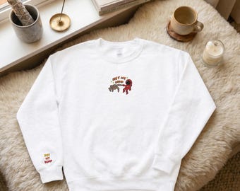Fist My Bump Embroidered Sweatshirt Space Sci-Fi Bookish Crewneck with Wrist Detail Rocky Shirt Science Fiction Reader Gift