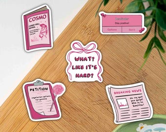 What Like It's Hard Sticker Pack Pink Law Student Die Cut Decals Y2K Law School Aesthetic Cute Kindle Laptop Water Bottle Stickers