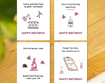 Science of Love Birthday Card Pack STEM Romance Reader Gifts Bookish Birthday Cards for Romance Fans