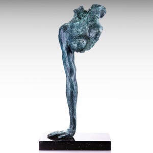 Large Bronze Sculpture of Female Torso, Abstract Sculpture Art Modern Bronze Statue Marble Base, Hand Metal Sculpture Wedding Gift Artwork