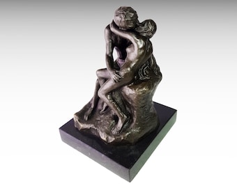 The Kiss by Auguste Rodin Bronze Sculpture Art, Le Baiser Classic Bronze Statue, Antique Metal Sculpture Gift Home Decor Kissing Couple Love