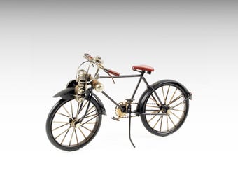 Vintage Bicycle Metal Model, Bicycle Miniature Metal Sculpture Old Vintage Bike Black Bicycle Black Bike, Collectible Metal Art Replica Gift