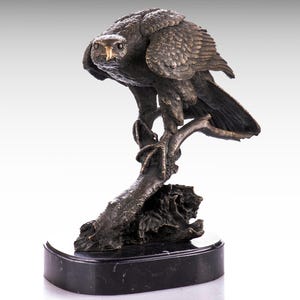 Bronze Eagle Statue Bronze Sculpture on Marble Base, Bronze Statue Animal Figurine Metal Sculpture Funky Home Decor Mid Century Modern Gift