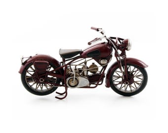 Vintage Motorcycle Metal Model, Custom Bike Chopper Old Motorbike, Metal Sculpture Aesthetic Room Decor, Metal Art Boyfriend Gift Biker Gift