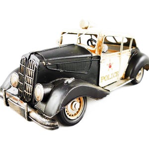 Vintage Police Car Metal Model, Police Officer Gifts Police Station Ornament Vehicle, Retirement Gift Idea Display Model Car Desktop Decor