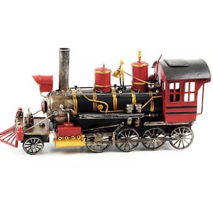 Large 16” Steam Locomotive Metal Model Antique Old Train Model Vintage Style Toy Collector Rustic Decoration Gift Idea Steam Traction Engine
