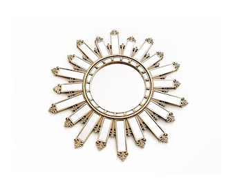Sunburst Spiegel Hollywood Regency, Sonnenspiegel Mid Century Moderner Wandspiegel, runder Spiegel im Art-Deco-Stil, Eclectic Home Decor Goldspiegel
