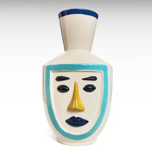 Modernist Face Vase Pop Art Ceramic Vase, Porcelain Flower Vase Mid Century Modern, Unique Home Decor Art Centerpiece Housewarming Gift Idea