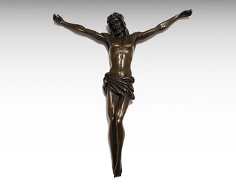 Wall Bronze Sculpture of Jesus Christ Corpus, Vintage Religious Item Cross Collector Crucified Jesus, Wall Hanging Crucifix Corpus Christi