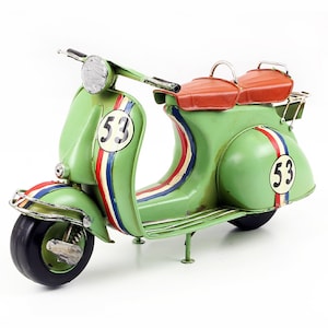 Green Scooter Metal Model, Vintage Vespa Scooter, Motorcycle Miniature Replica, Metal Sculpture Metal Scooter Model, Vintage Metal Toy Retro