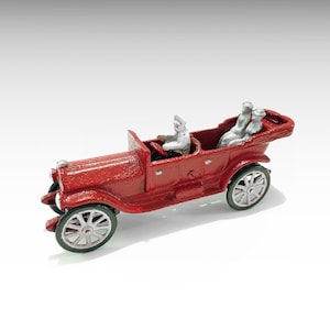 Vehículo de juguete de hierro fundido de 9 pulgadas, modelo de coche rojo antiguo, modelo de metal de coche de juguete de hierro fundido, figura de colección de juguetes de hierro fundido con ruedas rodantes, idea de regalo