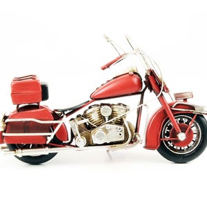 Vintage Chopper Motorcycle Ornament Metal Model, Red Metal Motorcycle Model Motorbike, Retro Vintage Toy Oldtimer Motorcycle Themed Gifts