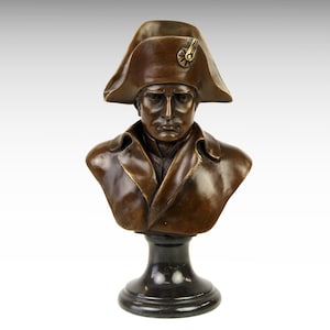Bronze Sculpture of Napoleon Bust on Marble Base, Bronze Napoleon Statue Interior Design Gift Idea Aesthetic Home Decor France Art Figurine