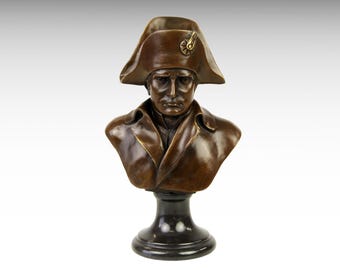 大理石台座のブロンズ製ナポレオン・ボナパルト胸像 - 歴史的彫刻