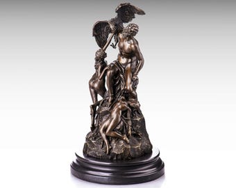 Bronze Sculpture Prometheus Bound and the Oceanids after E. Müller, Bronze Statue on Marble Base Greek Mythology Art Greek Statue Decor Gift