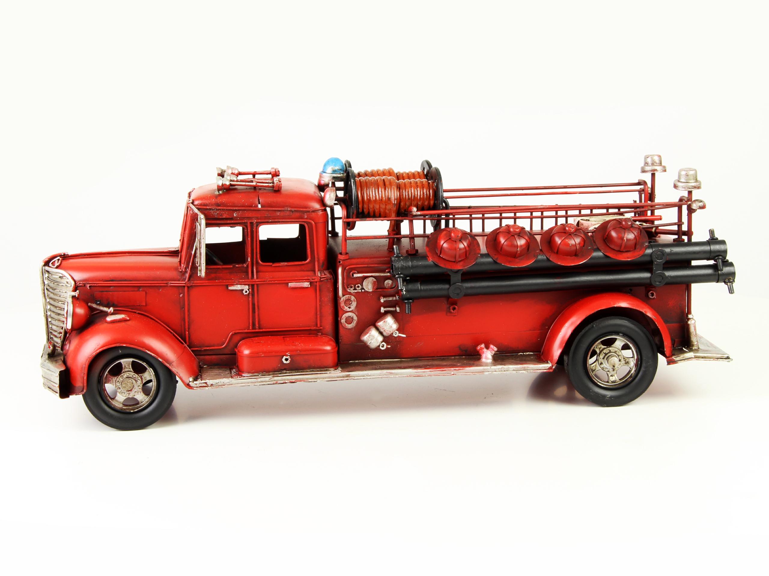 Large 20” Fire Truck Metal Model, Vintage Style Toy Red Car Fire Truck ...