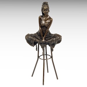 Bronze Sculpture of Woman Sitting Crossed Legged, Solid Bronze Statue Boho Girl Figurine, Classic Art Interior Design Minimalist Gift Idea