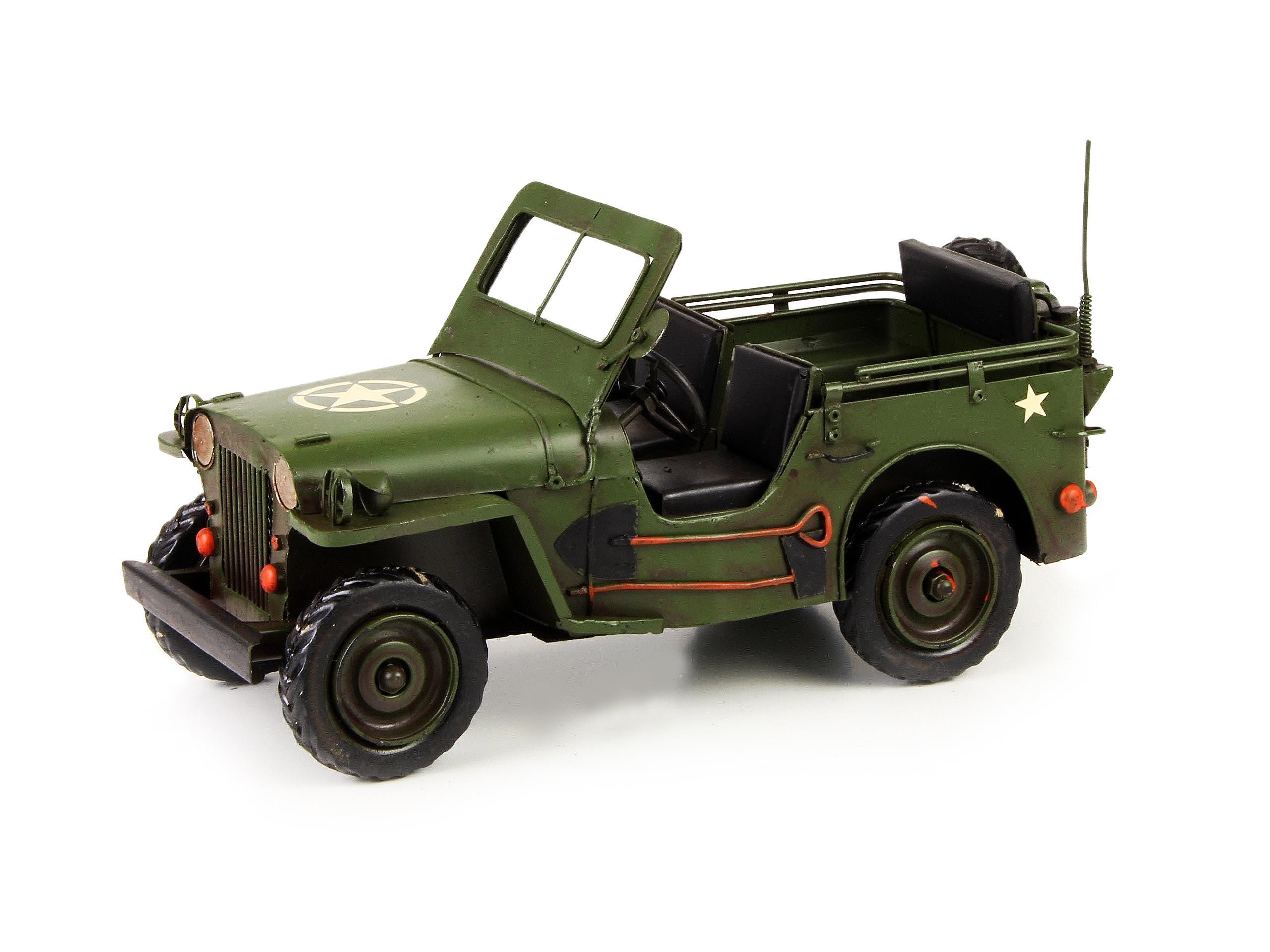 Jeep Militaire Jouet En Tôle Lithographiée – Clim – Fabricado Espana – époque 1944