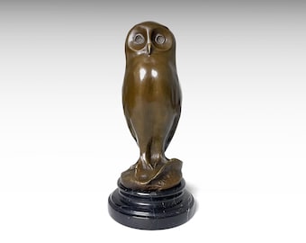 アールデコ調のフクロウの置物：ブロンズ仕上げ、大理石台座 - Etsy 日本