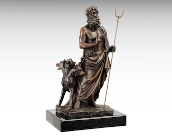 ケルベロス 三つ首の冥界の猟犬像 コールドキャストブロンズと樹脂彫刻