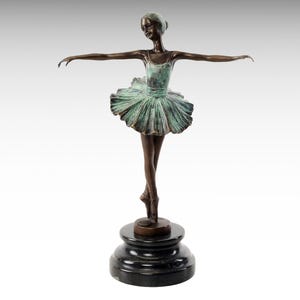 Bronze Sculpture of Ballet Dancer on Marble Base, Ballerina Statue Dancing Woman Modern Art, Oxidized Sculpture Interior Design Gift Idea