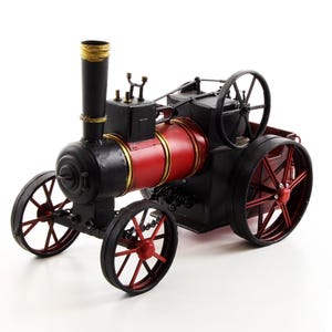 Modelo de tren de vapor de metal, modelo de tren antiguo, juguete de colección de estilo vintage, regalo de decoración de bar rústico, locomotora antigua con motor de tracción a vapor