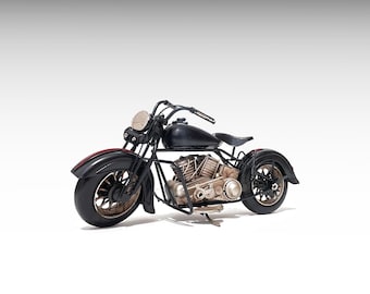 Black Metal Motorcycle Model, Vintage Chopper Motorcycle Metal Model, Motorbike Retro Vintage Motorcycle Themed Gifts Antique Oldtimer