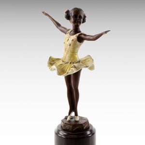 Bronze Balletttänzer Statue Tanzen Mädchen, Junge Tänzerin auf Marmorsockel Vintage Bronze Statue, Metall Skulptur von Ballerina Art Interior Geschenk
