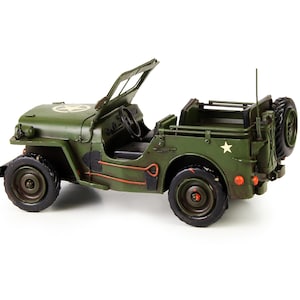 軍用ジープ メタルモデル、ウィリス MB 米軍車モデル ヴィンテージ おもちゃ、ディスプレイ コレクター ギフト アイデア ブリキ おもちゃ ミリタリー コレクター 車両 トラック