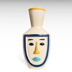 Modernist Face Vase Pop Art Ceramic Vase, Porcelain Flower Vase Mid Century Modern, Unique Home Decor Art Centerpiece Housewarming Gift Idea